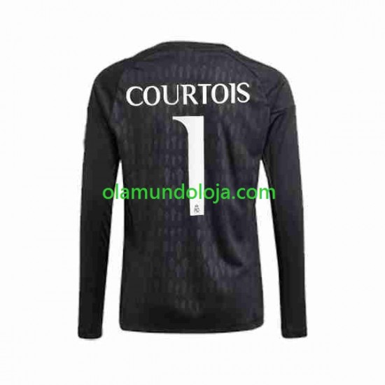 Camisola Real Madrid Thibaut Courtois 1 Guarda-redes Homem Equipamento Segundo 2023-2024 Manga Comprida